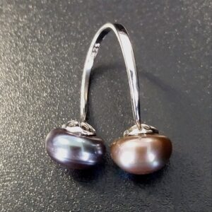 Bague Toi & Moi ajustable en Perles de culture noires 11 mm