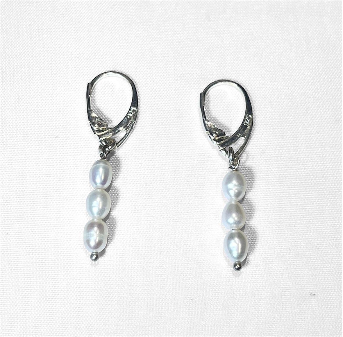 Boucles d'oreilles en Argent et Perles de Culture "Olives"