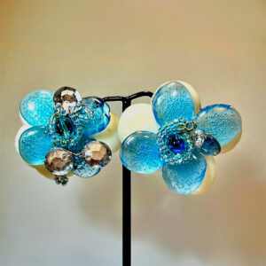 Boucles d'oreilles Clips Fleur Bleue